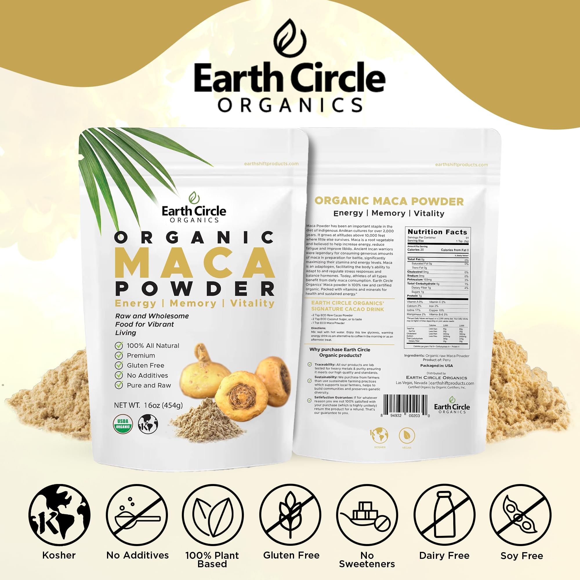 Foto 8 pulgar | Raíz De Maca En Polvo Earth Circle Organics, 454 G, Superalimento Vegano - Venta Internacional.