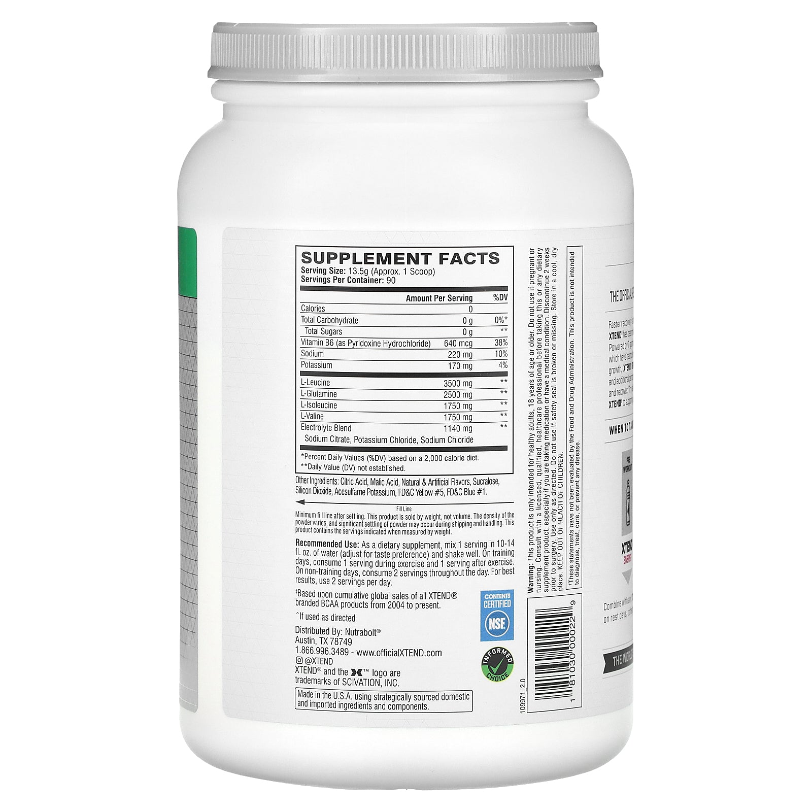 Foto 3 pulgar | Suplemento Xtend: El Batido Original De 7 G De Bcaa Con Limón Y Lima - Venta Internacional.