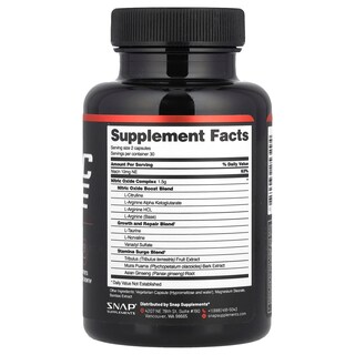 Foto 2 | Suplemento Snap Supplements, Potenciador De Óxido Nítrico, 60 Cápsulas - Venta Internacional.