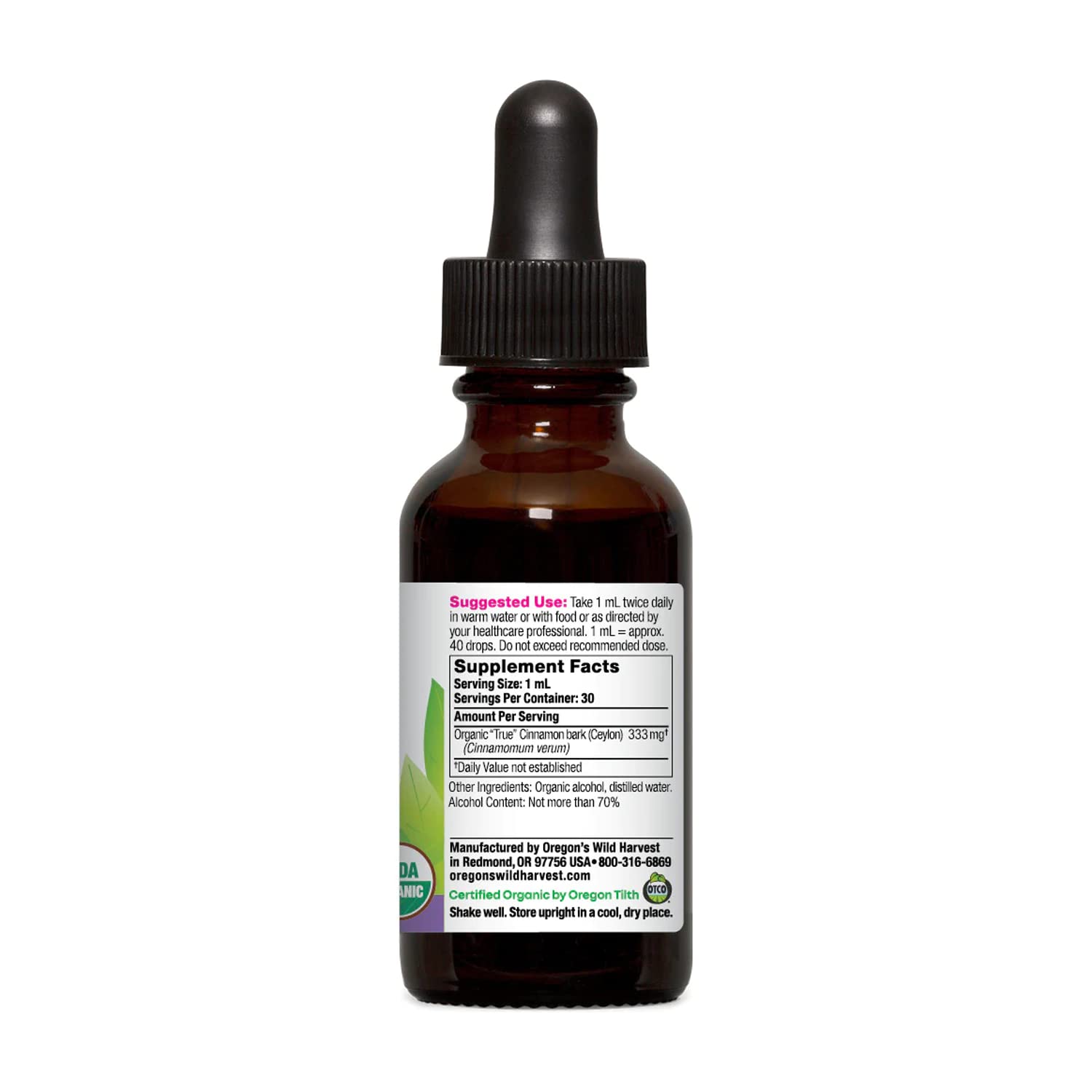Foto 3 pulgar | Suplemento De Canela De Cosecha Silvestre De Oregón, 30 Ml, Orgánico, 1:2 - Venta Internacional.