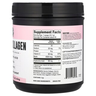 Foto 2 | Suplemento Left Coast Performance Multi Collagen 454 G - Venta Internacional.