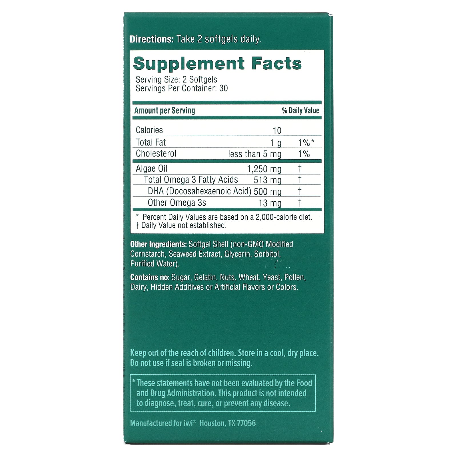 Foto 2 | Suplemento Iwi Omega-3 Dha 60 Cápsulas Blandas - Venta Internacional.