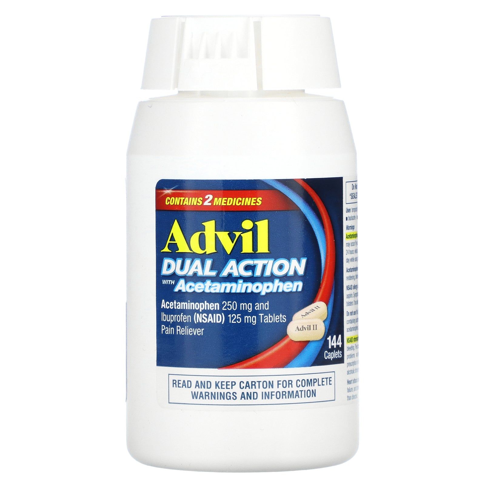 Foto 5 pulgar | Medicine Advil Dual Action Con Acetaminofén 144 Comprimidos - Venta Internacional.