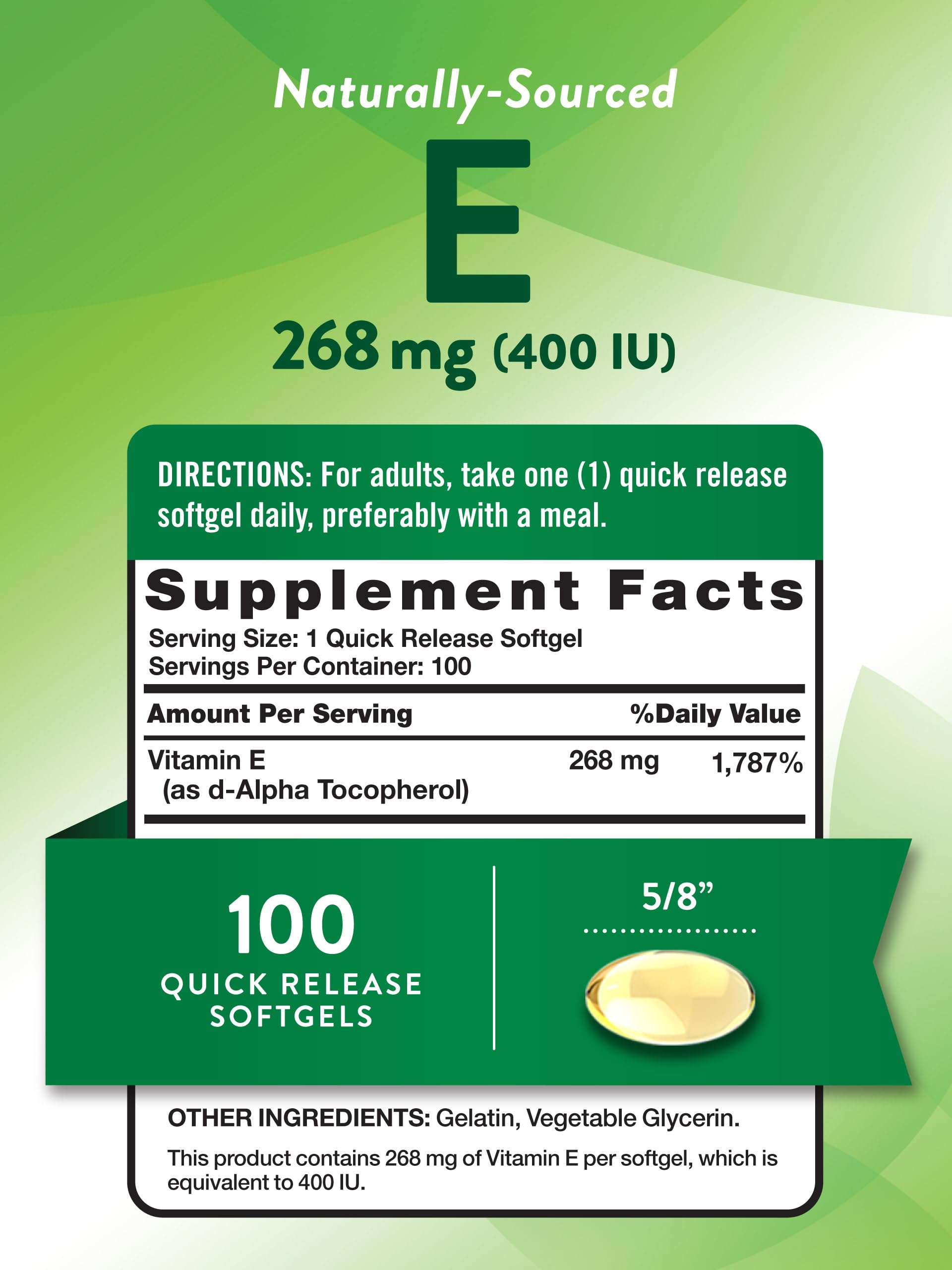 Foto 2 | Suplemento De Vitamina E De Nature's Truth, 400 Ui, Cápsulas Blandas, 100 Unidades - Venta Internacional.