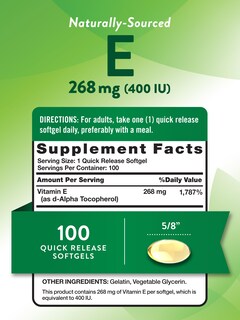 Foto 2 | Suplemento De Vitamina E De Nature's Truth, 400 Ui, Cápsulas Blandas, 100 Unidades - Venta Internacional.