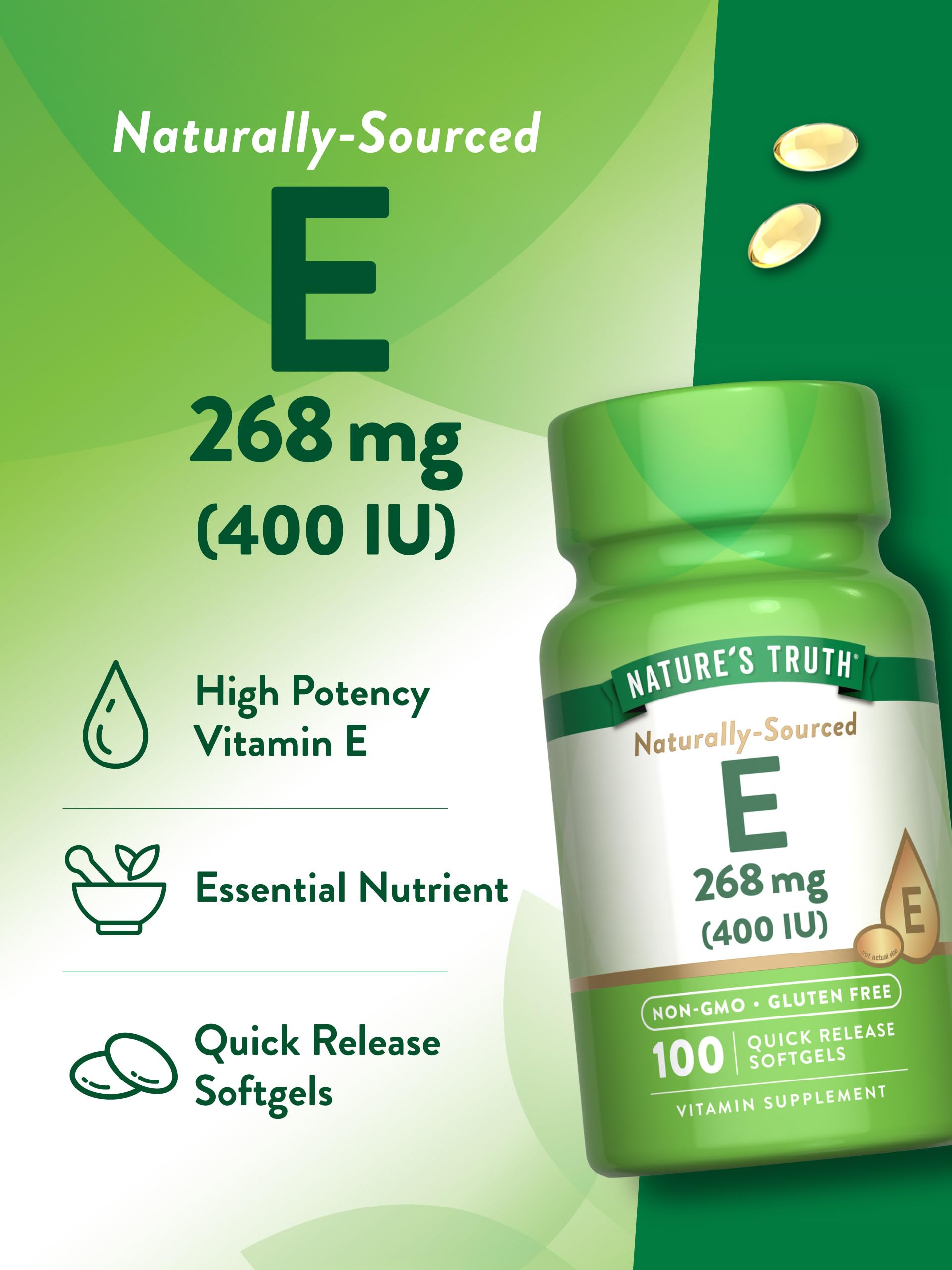 Foto 5 | Suplemento De Vitamina E De Nature's Truth, 400 Ui, Cápsulas Blandas, 100 Unidades - Venta Internacional.