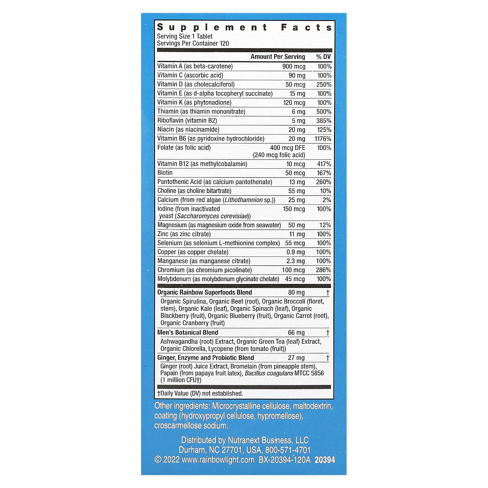Foto 2 | Multivitamínico Rainbow Light Para Hombre, Una Dosis Diaria, 120 Comprimidos - Venta Internacional.