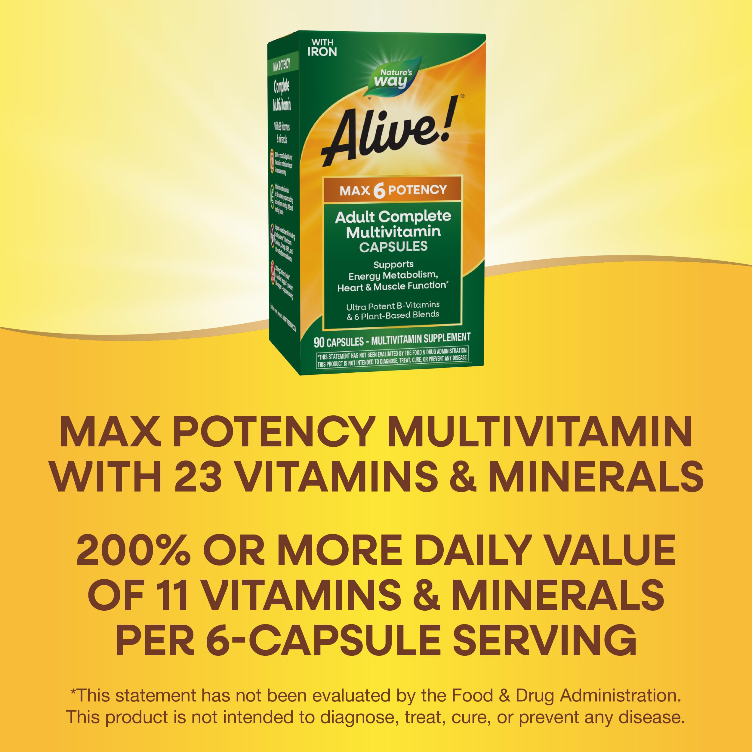 Foto 4 | ¡multivitamínico Nature's Way Alive! Max6 Potency Para Adultos, 90 Cápsulas - Venta Internacional.