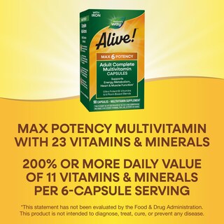 Foto 4 | ¡multivitamínico Nature's Way Alive! Max6 Potency Para Adultos, 90 Cápsulas - Venta Internacional.