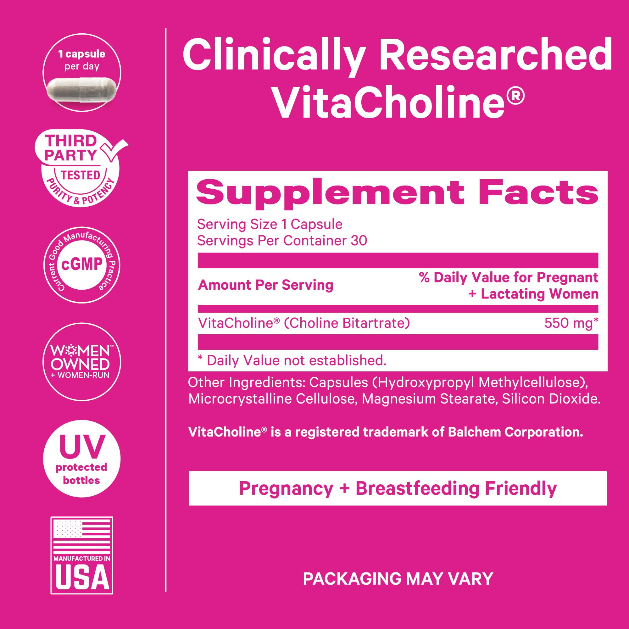Foto 5 pulgar | Suplemento Pink Stork Choline 550 Mg De Bitartrato De Colina 30 Cápsulas - Venta Internacional.