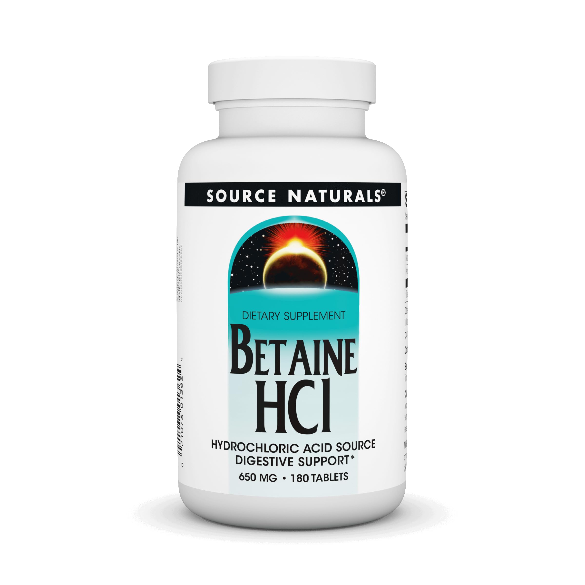 Foto 2 pulgar | Supplement Source Naturals Betaína Hcl Ácido Clorhídrico 650 Mg 180 Comprimidos - Venta Internacional.