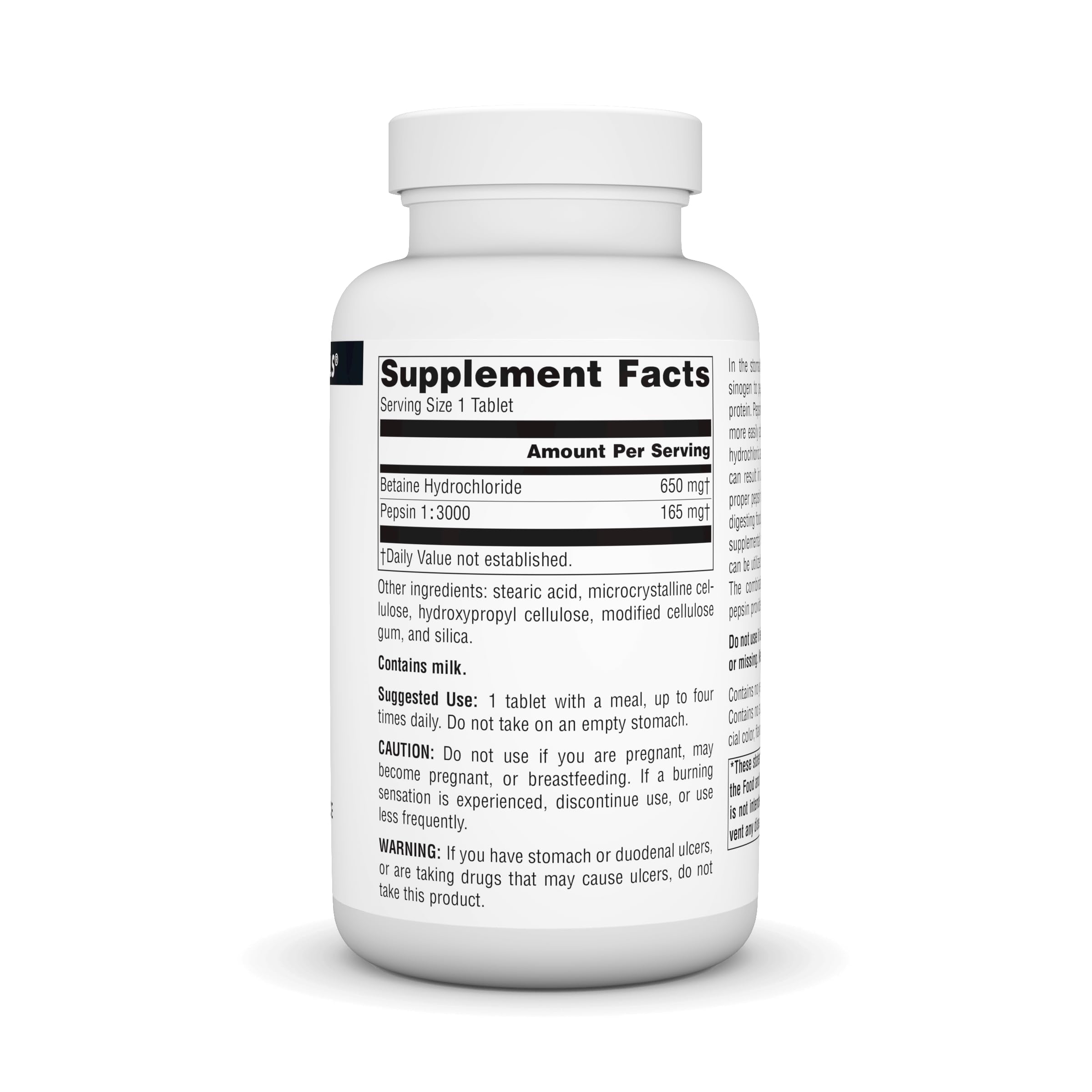 Foto 3 pulgar | Supplement Source Naturals Betaína Hcl Ácido Clorhídrico 650 Mg 180 Comprimidos - Venta Internacional.