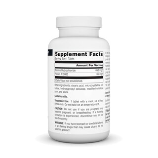 Foto 2 | Supplement Source Naturals Betaína Hcl Ácido Clorhídrico 650 Mg 180 Comprimidos - Venta Internacional.