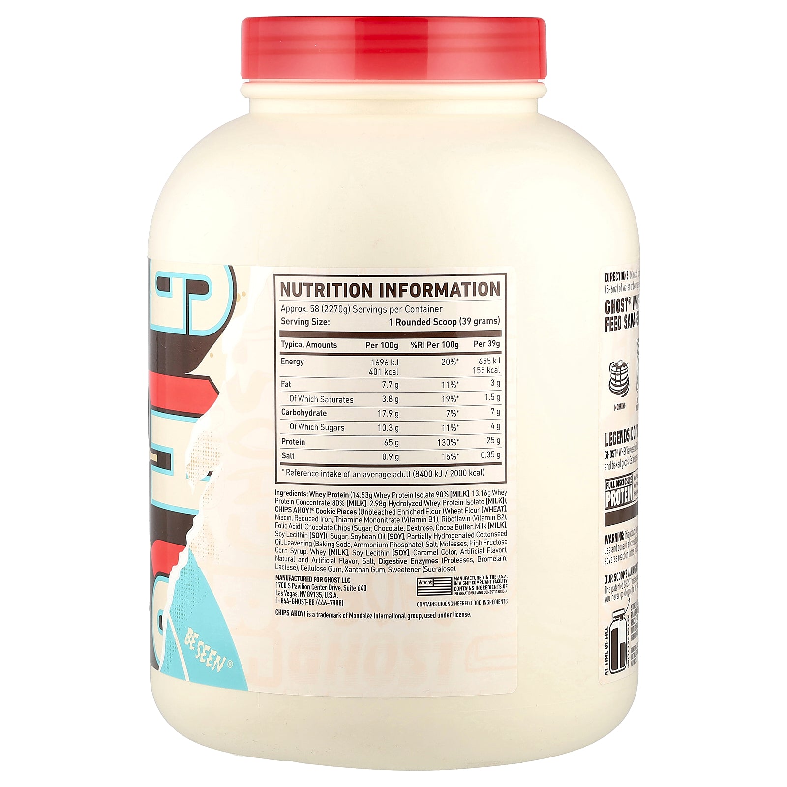 Foto 3 pulgar | Galleta Con Chispas De Chocolate Con Proteína En Polvo Ghost Whey, 2,27 Kg - Venta Internacional.