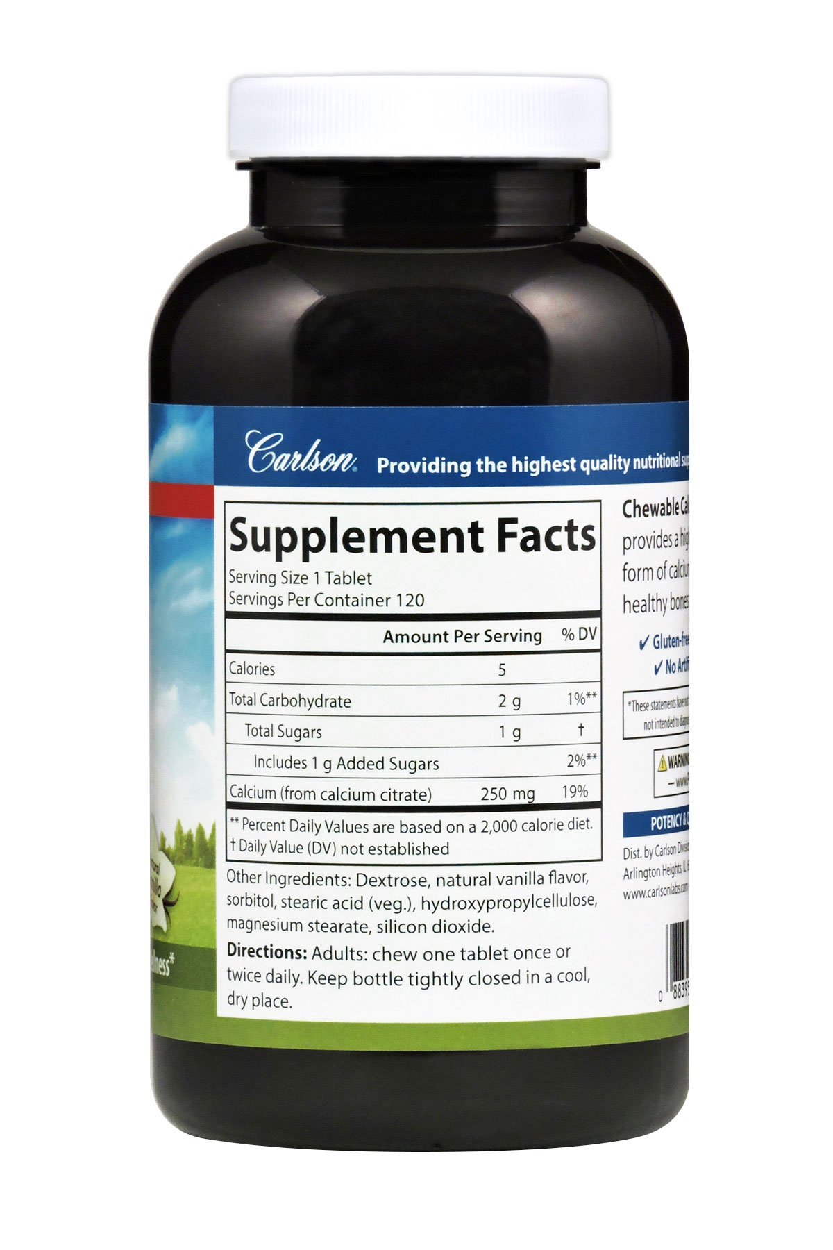Foto 4 pulgar | Suplemento Carlson De Citrato De Calcio Masticable 250 Mg 120 Tabletas - Venta Internacional.