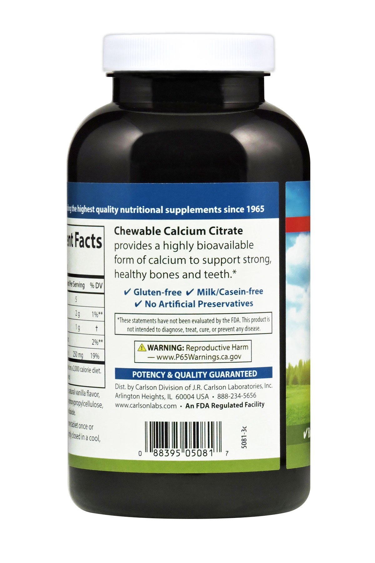 Foto 4 | Suplemento Carlson De Citrato De Calcio Masticable 250 Mg 120 Tabletas - Venta Internacional.