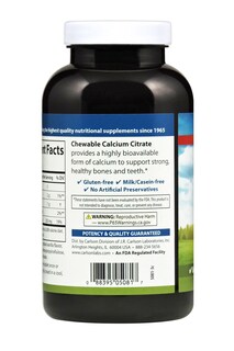 Foto 4 | Suplemento Carlson De Citrato De Calcio Masticable 250 Mg 120 Tabletas - Venta Internacional.