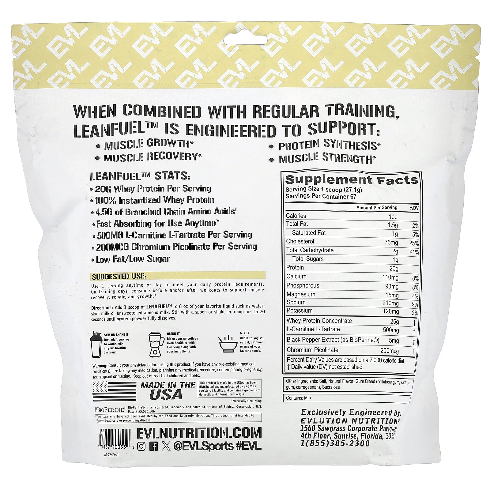 Foto 2 | Proteína En Polvo Evution Nutrition Leanfuel Vanilla 0.82 Kg - Venta Internacional.