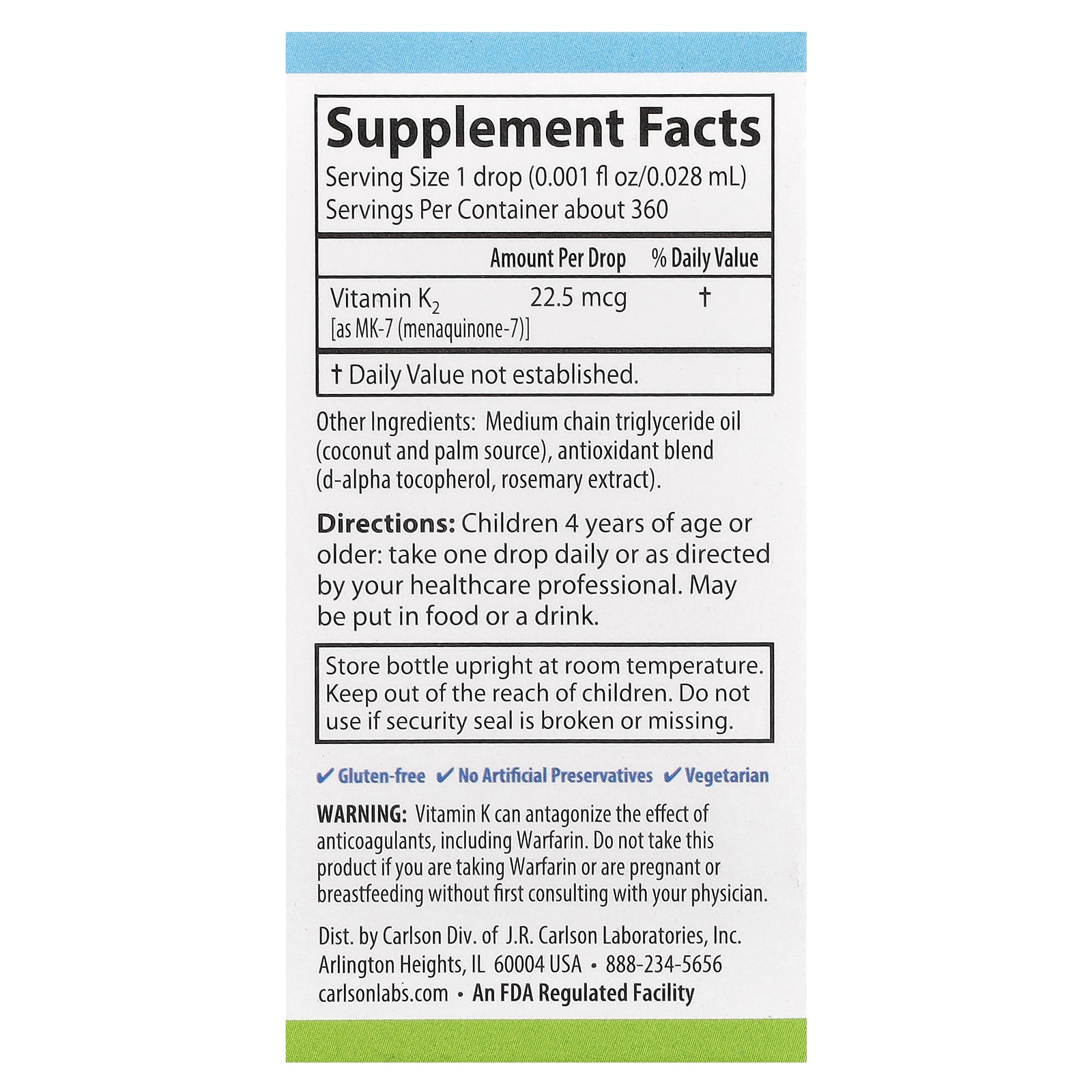 Foto 3 pulgar | Suplemento Carlson Kid's Super Daily  K2 22,5 Mcg 10,16 Ml - Venta Internacional.