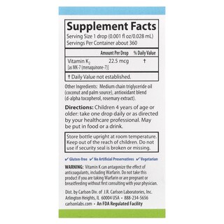 Foto 2 | Suplemento Carlson Kid's Super Daily K2 22,5 Mcg 10,16 Ml - Venta Internacional.