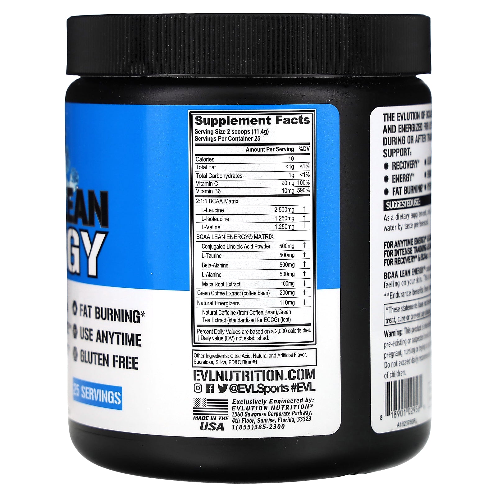 Foto 3 pulgar | Suplemento Bcaa Lean Energy Blue Raz De Evlution Nutrition, 285 G - Venta Internacional.