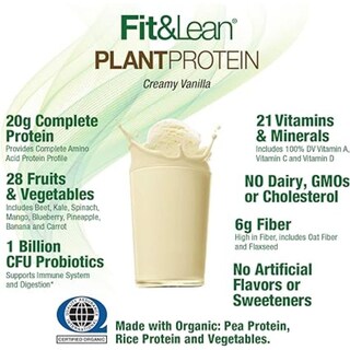 Foto 5 | Proteína En Polvo Fit & Lean Plant Vainilla 550 Ml, 20 G De Proteína - Venta Internacional.
