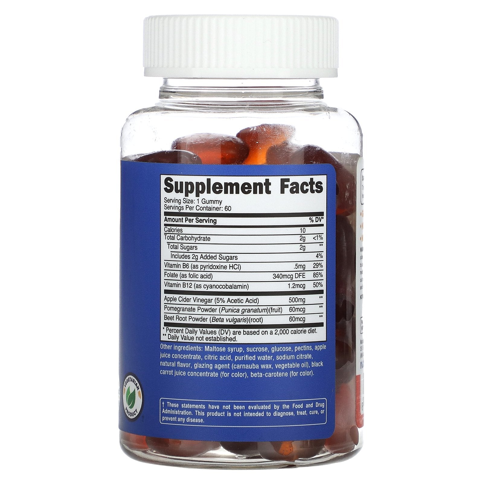 Foto 3 pulgar | Suplemento Nutricost Gomitas De Vinagre De Sidra De Manzana 500 Mg 60 Unidades - Venta Internacional.