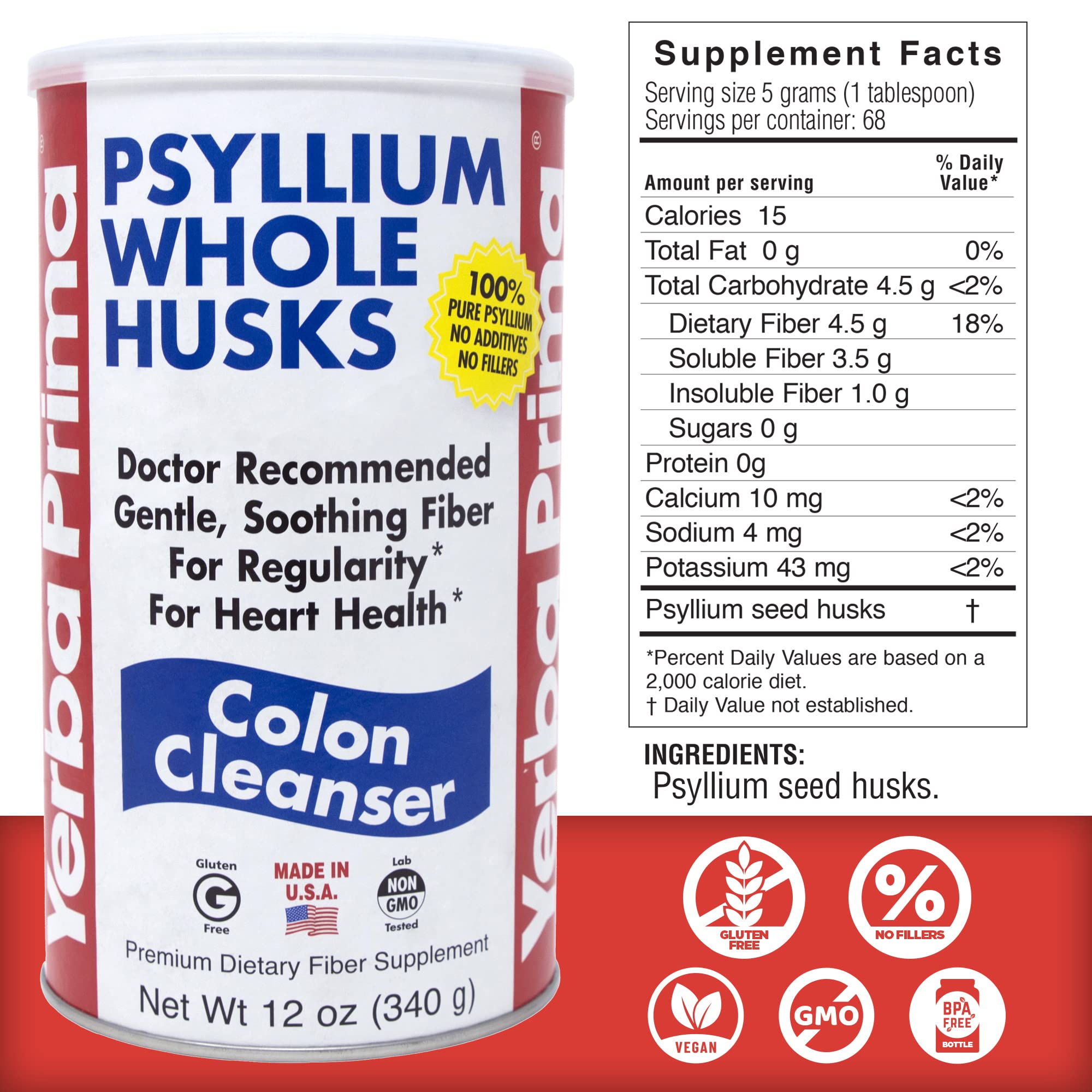 Foto 5 pulgar | Suplemento De Fibra Yerba Prima Psyllium Husk 340 Ml Vegano - Venta Internacional.
