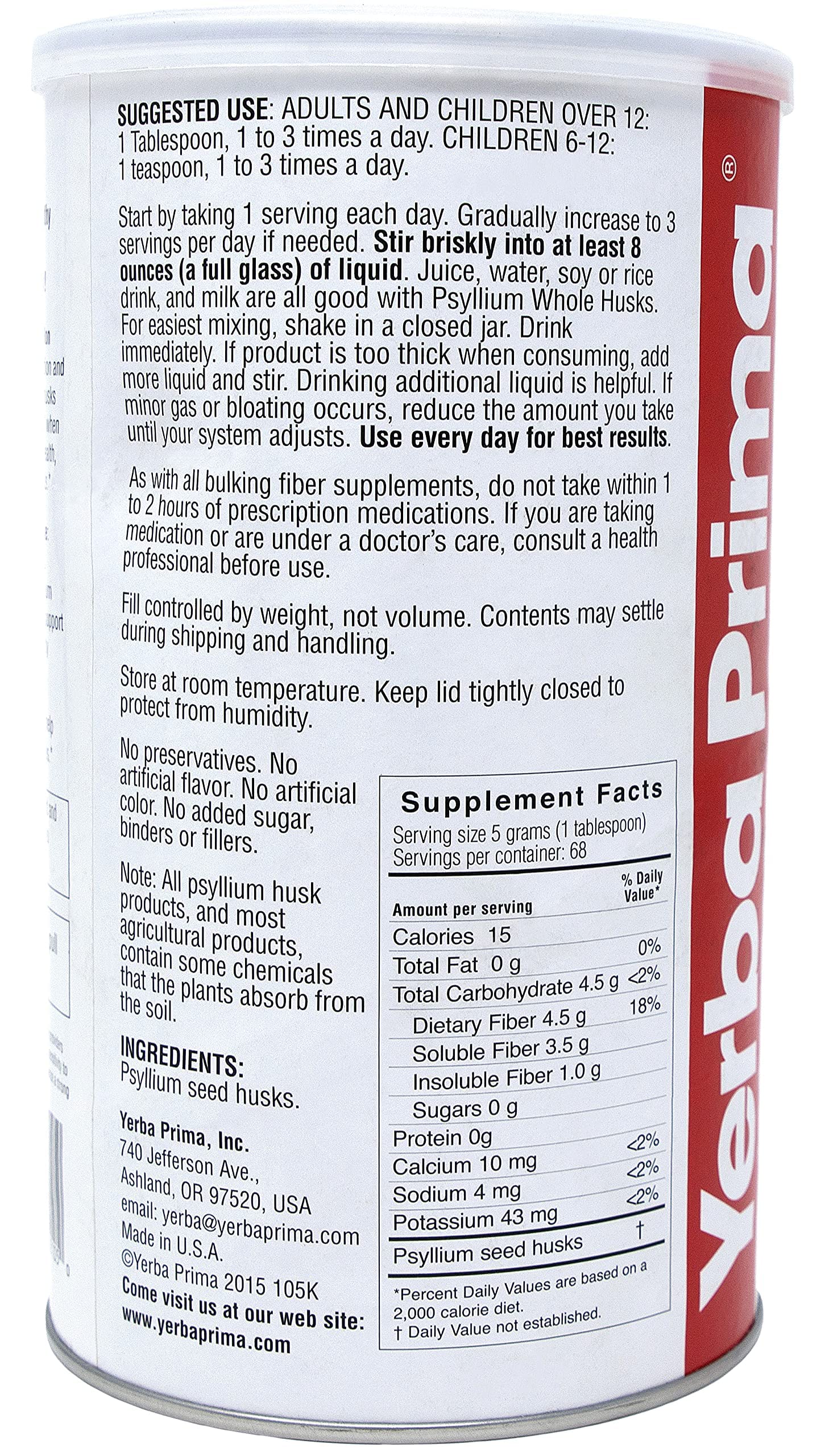 Foto 8 pulgar | Suplemento De Fibra Yerba Prima Psyllium Husk 340 Ml Vegano - Venta Internacional.