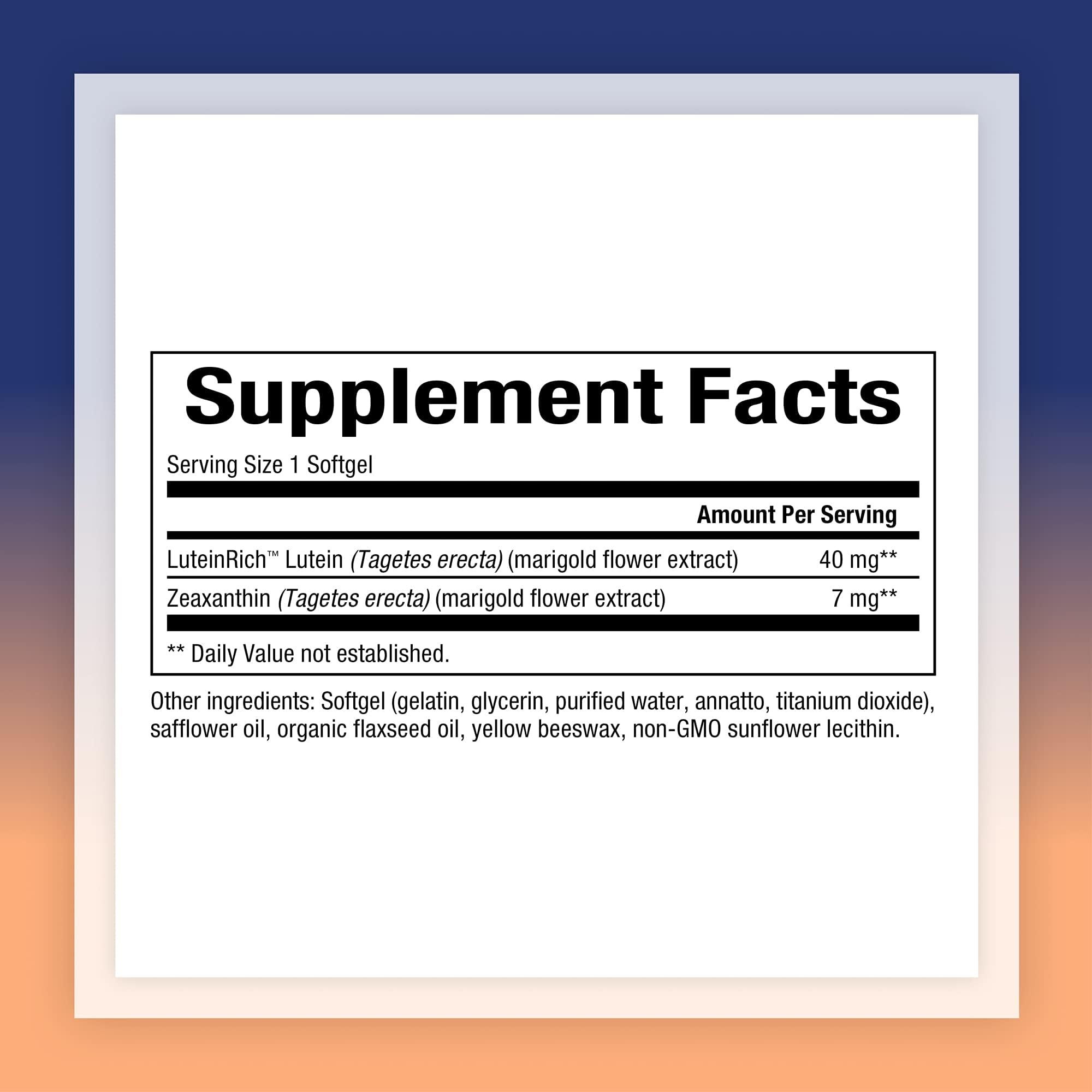 Foto 3 pulgar | Suplemento Natural De Luteína De 40 Mg Con 60 Cápsulas Blandas De Zeaxantina - Venta Internacional.