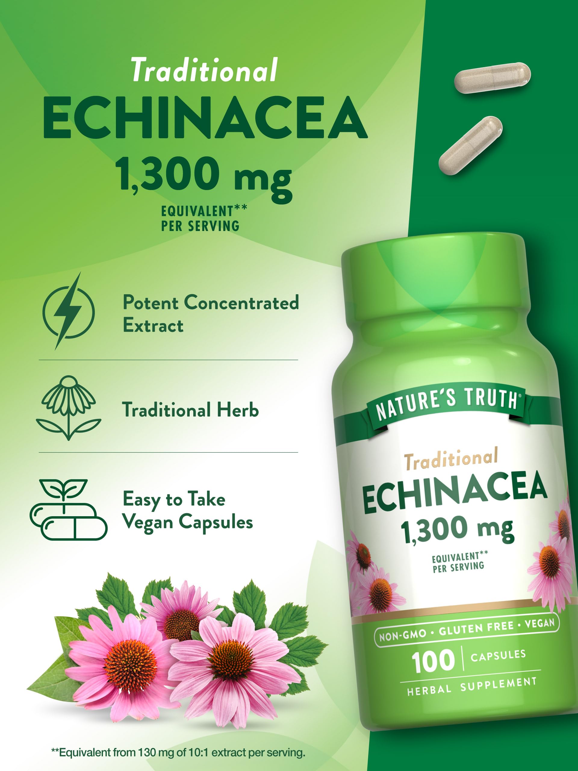 Foto 6 pulgar | Suplemento De Extracto De Equinácea En Cápsulas De Nature's Truth 1300 Mg - Venta Internacional.