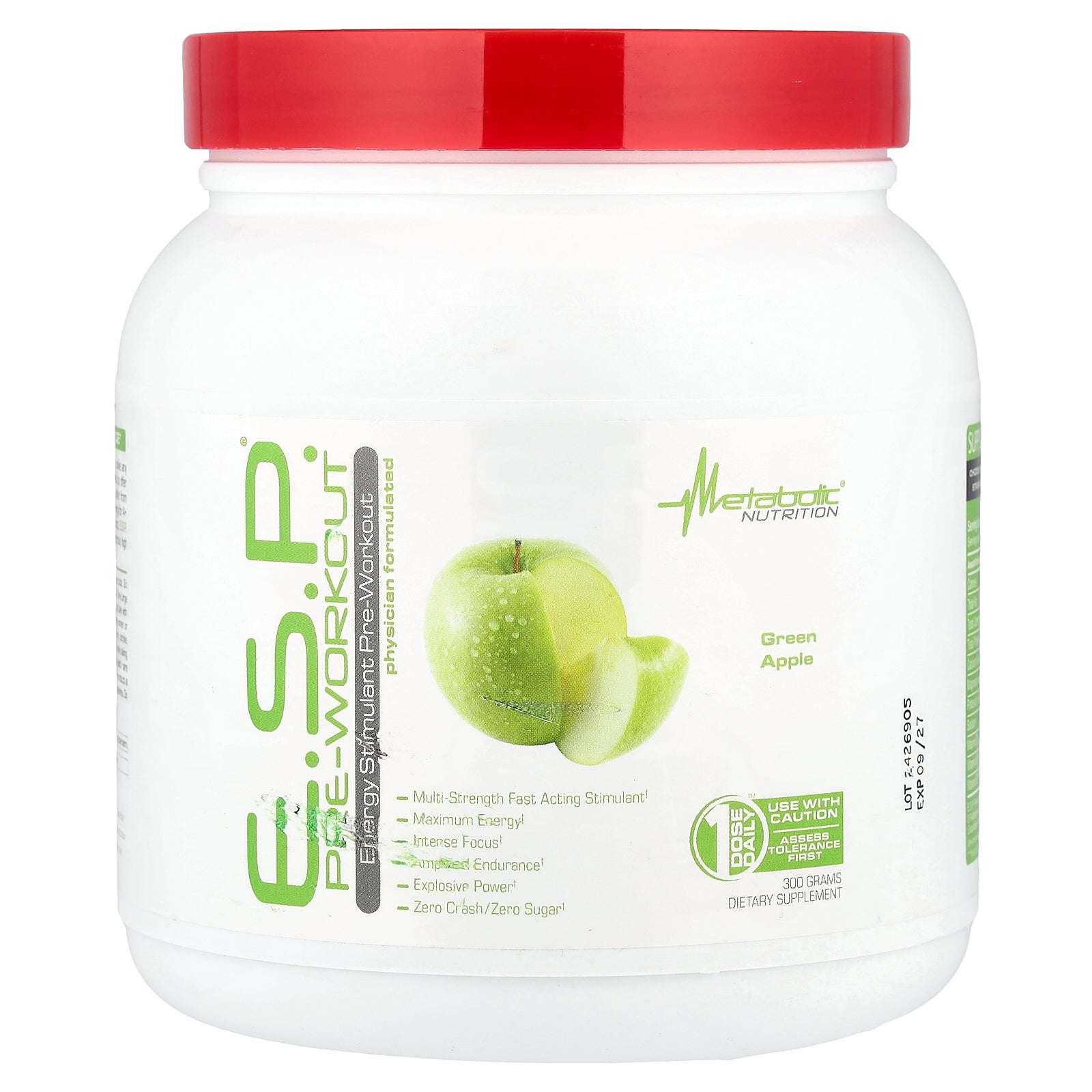 Foto 2 pulgar | Manzana Verde E.s.p.  Pre-workout Metabolic Nutrition, 300 G - Venta Internacional.