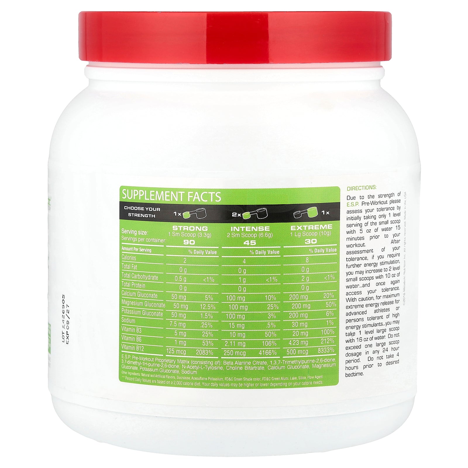 Foto 3 pulgar | Manzana Verde E.s.p.  Pre-workout Metabolic Nutrition, 300 G - Venta Internacional.