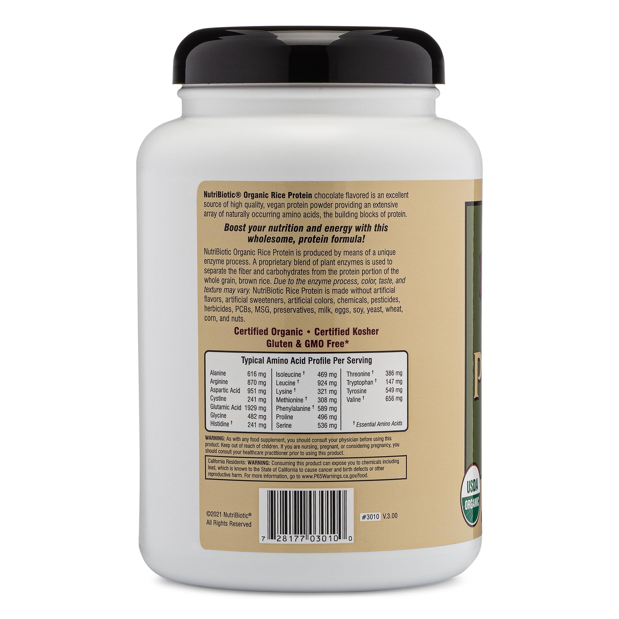 Foto 3 pulgar | Proteína En Polvo Nutribiotic, Arroz Y Chocolate, 680 Ml, Vegana - Venta Internacional.