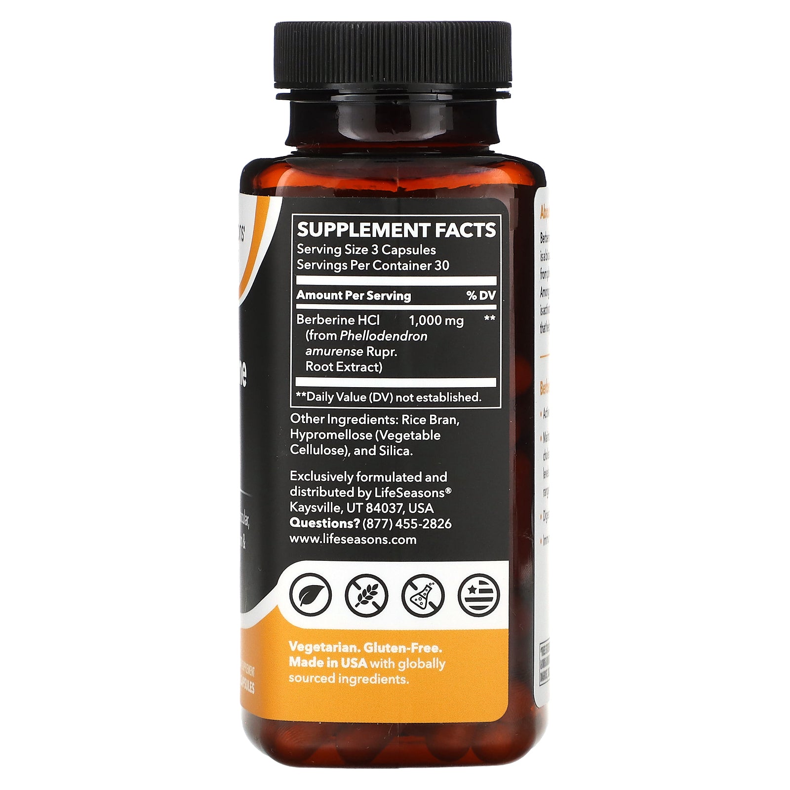 Foto 2 | Supplement Lifeseasons Berberine Hcl 90 Cápsulas Vegetarianas 333 Mg - Venta Internacional.