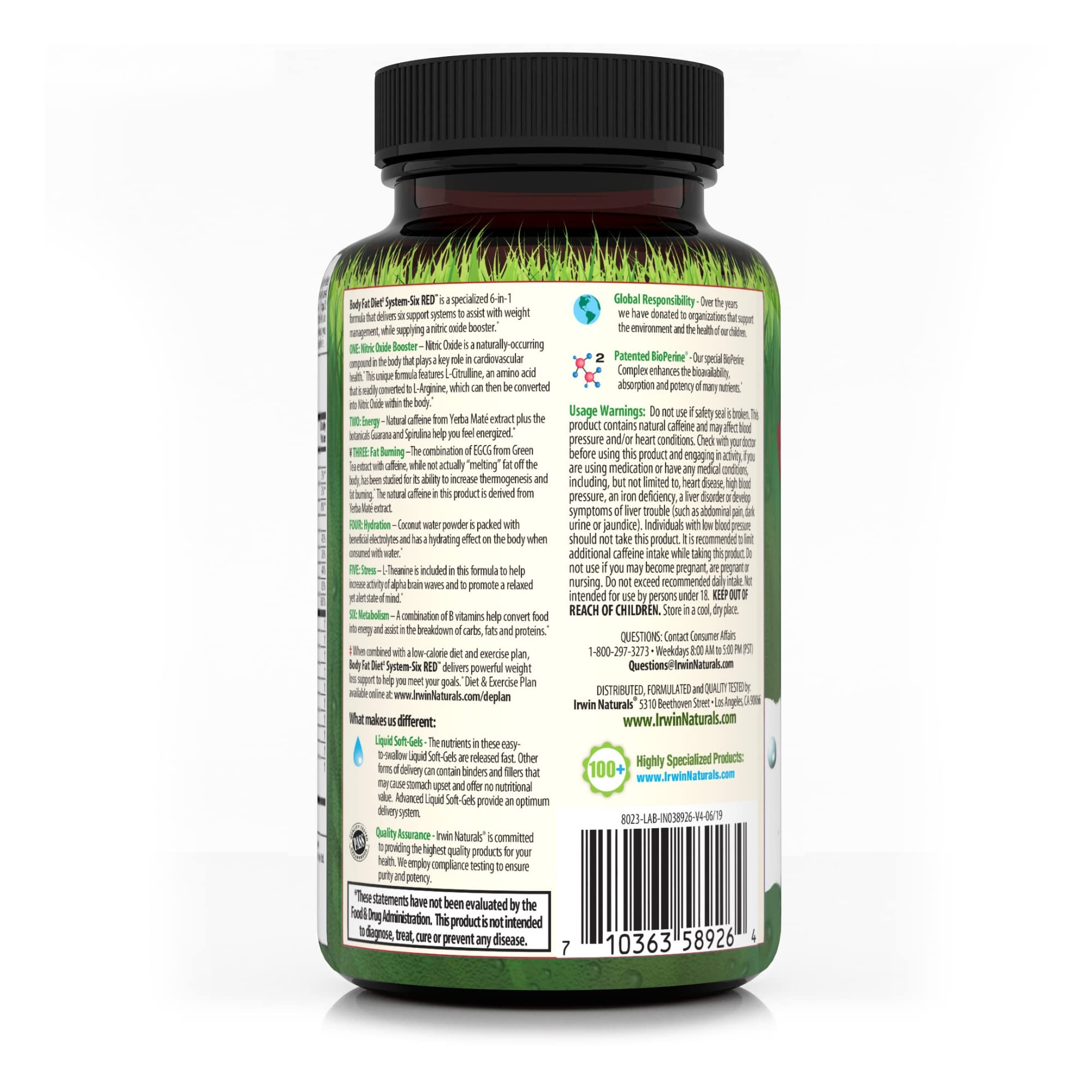 Foto 4 pulgar | Suplemento Irwin Naturals Para Grasa Corporal Diet System-six Red 72 Cápsulas Blandas - Venta Internacional.