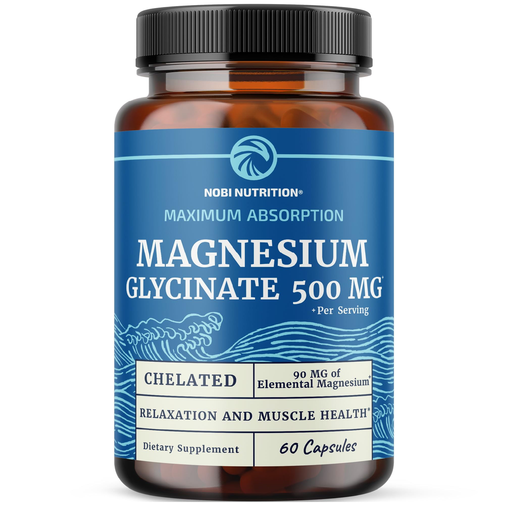 Foto 2 pulgar | Suplemento Nobi Nutrition De Glicinato De Magnesio, 500 Mg, 60 Unidades - Venta Internacional.