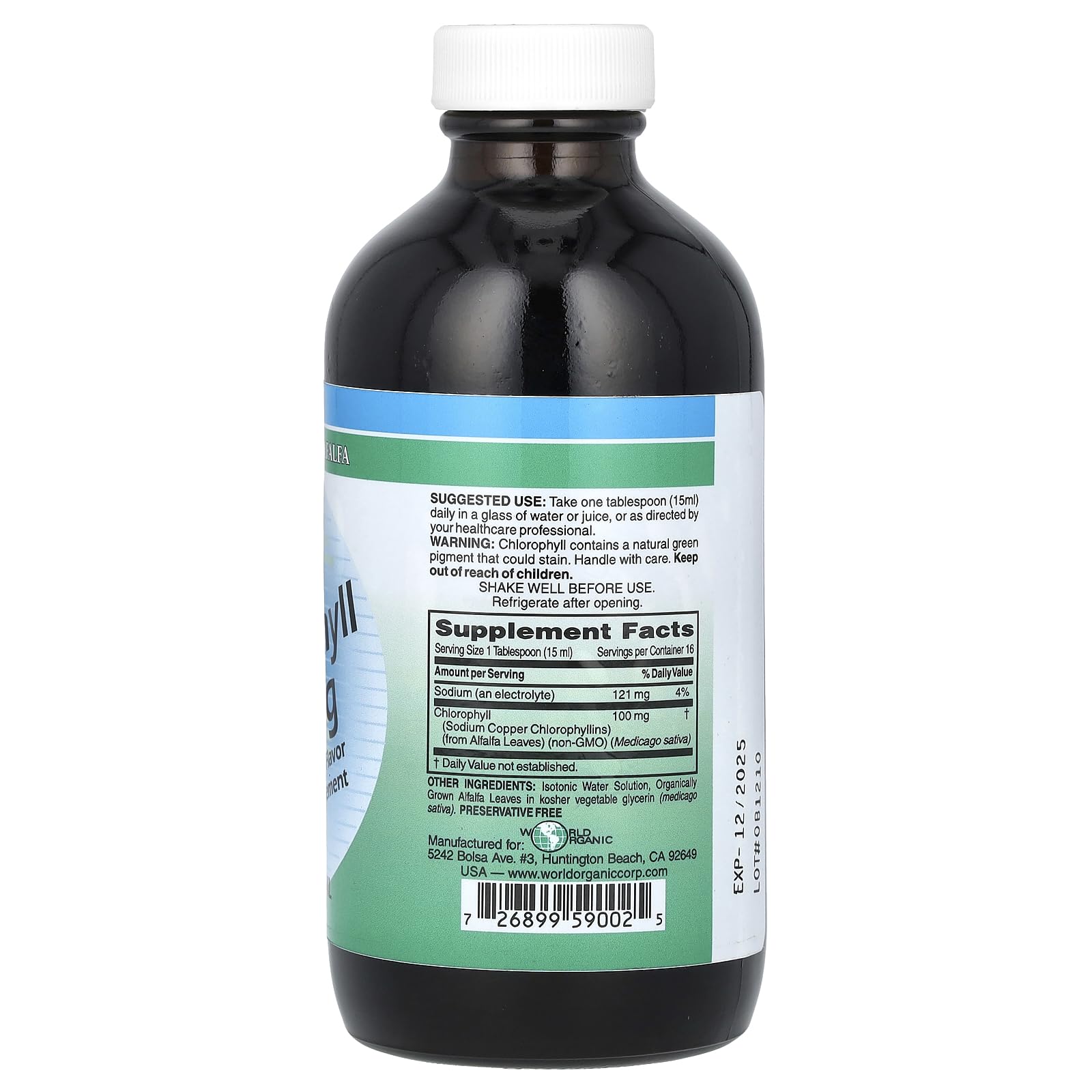 Foto 3 pulgar | Líquido De Clorofila Orgánico Supplement World 100 Mg 240 Ml - Venta Internacional.
