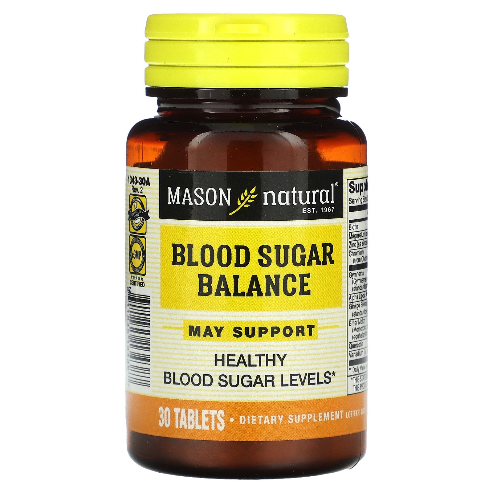 Foto 2 pulgar | Suplemento Mason Natural Blood Sugar Balance 30 Comprimidos - Venta Internacional.