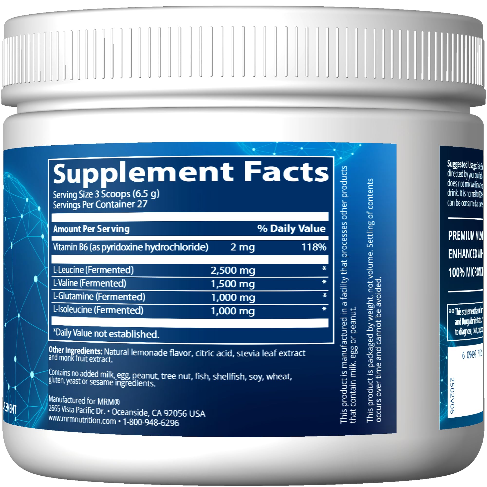Foto 3 pulgar | Suplemento Mrm Bcaa+ G Ultimate Recovery Lemonade 180 G - Venta Internacional.
