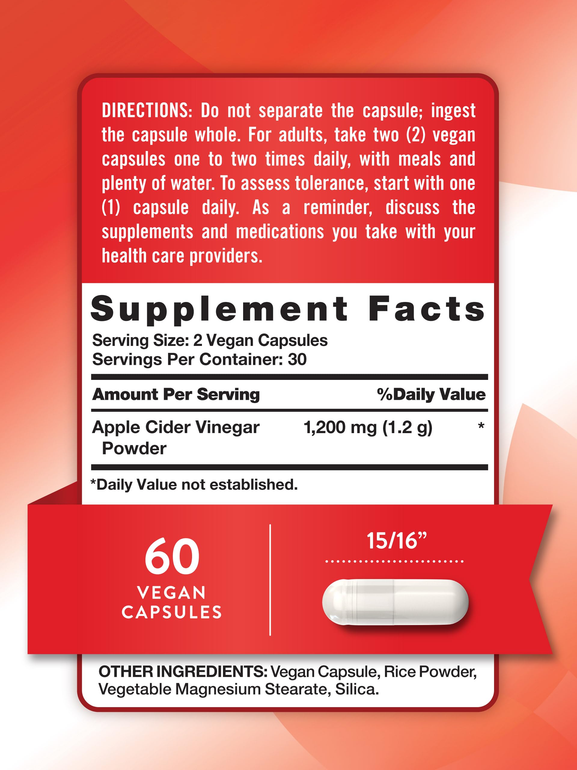 Foto 3 pulgar | Suplemento De Vinagre De Sidra De Manzana Nature's Truth 1200 Mg 60 Cápsulas - Venta Internacional.