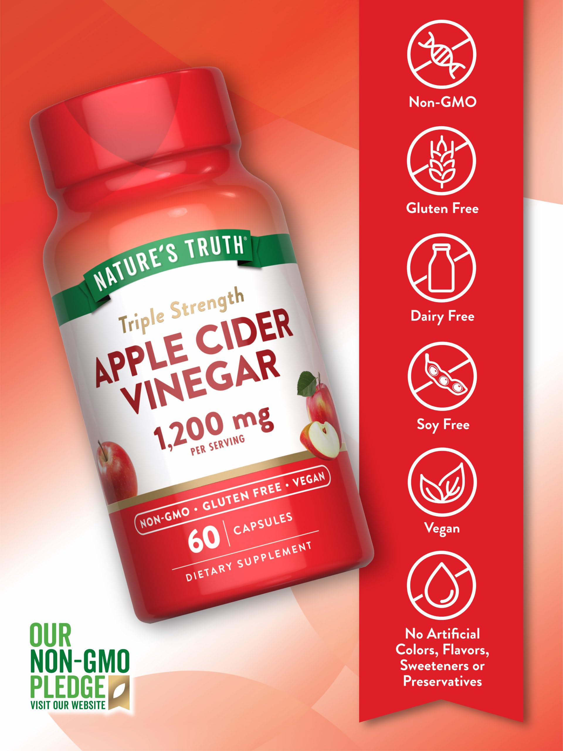 Foto 4 pulgar | Suplemento De Vinagre De Sidra De Manzana Nature's Truth 1200 Mg 60 Cápsulas - Venta Internacional.