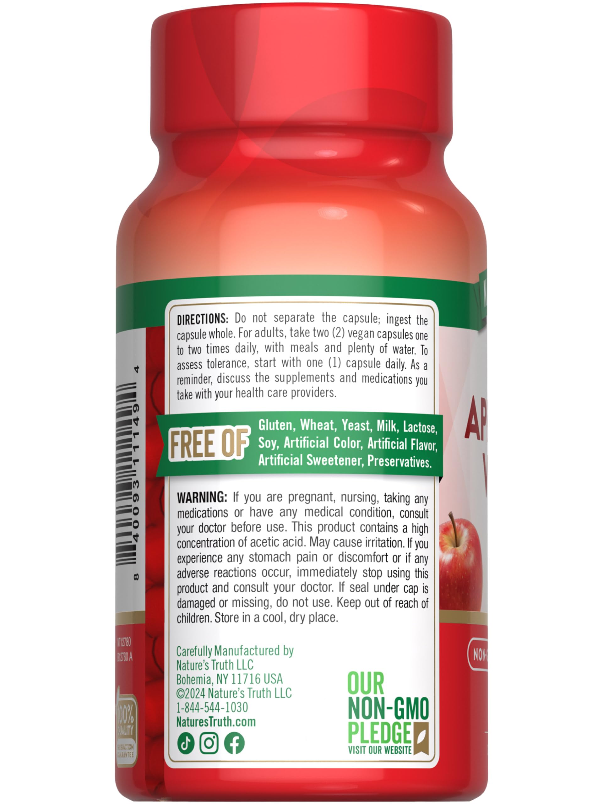 Foto 8 pulgar | Suplemento De Vinagre De Sidra De Manzana Nature's Truth 1200 Mg 60 Cápsulas - Venta Internacional.