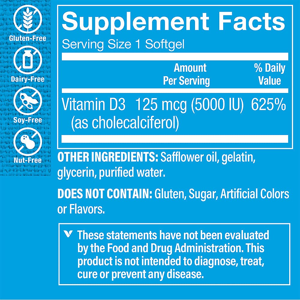 Foto 4 pulgar | Complementa La Cápsula Blanda De Vitamina D3 De 5000 Ui De Vitamin Shoppe - Venta Internacional.