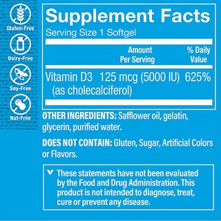 Foto 3 | Complementa La Cápsula Blanda De Vitamina D3 De 5000 Ui De Vitamin Shoppe - Venta Internacional.