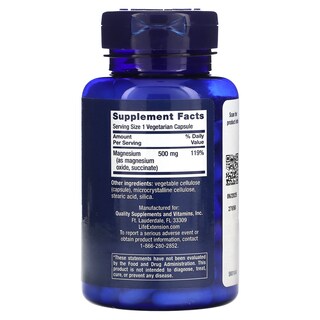 Foto 2 | Supplement Life Extension, Cápsulas De Magnesio, 500 Mg, 100 Cápsulas - Venta Internacional.