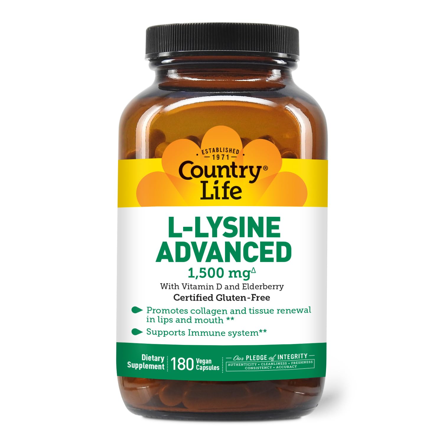 Foto 1 | Suplemento Country Life De L-lisina De 1500 Mg Con Vitamina D Y Saúco - Venta Internacional.