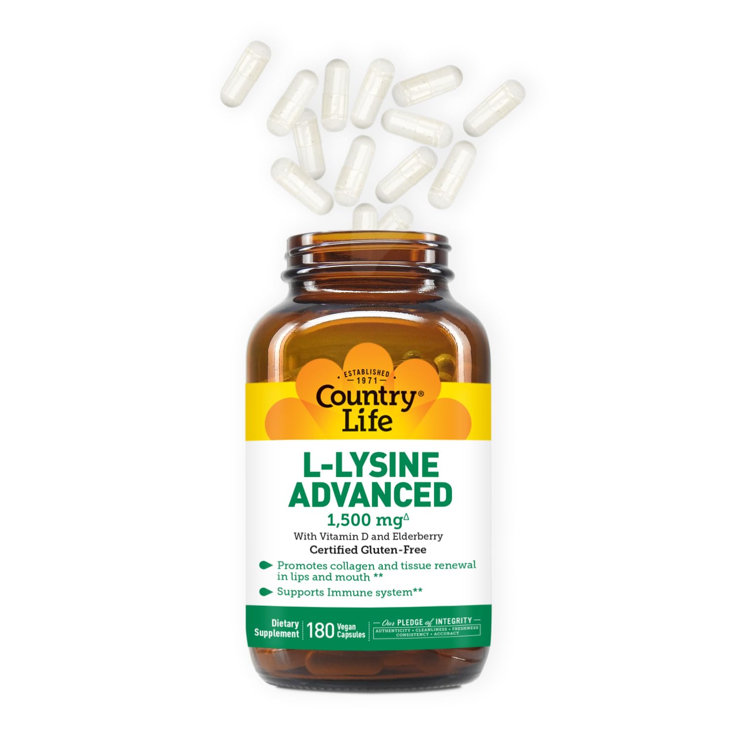 Foto 2 | Suplemento Country Life De L-lisina De 1500 Mg Con Vitamina D Y Saúco - Venta Internacional.