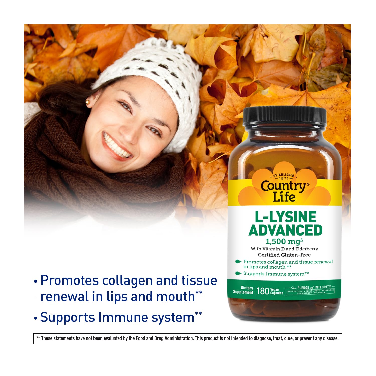 Foto 5 | Suplemento Country Life De L-lisina De 1500 Mg Con Vitamina D Y Saúco - Venta Internacional.