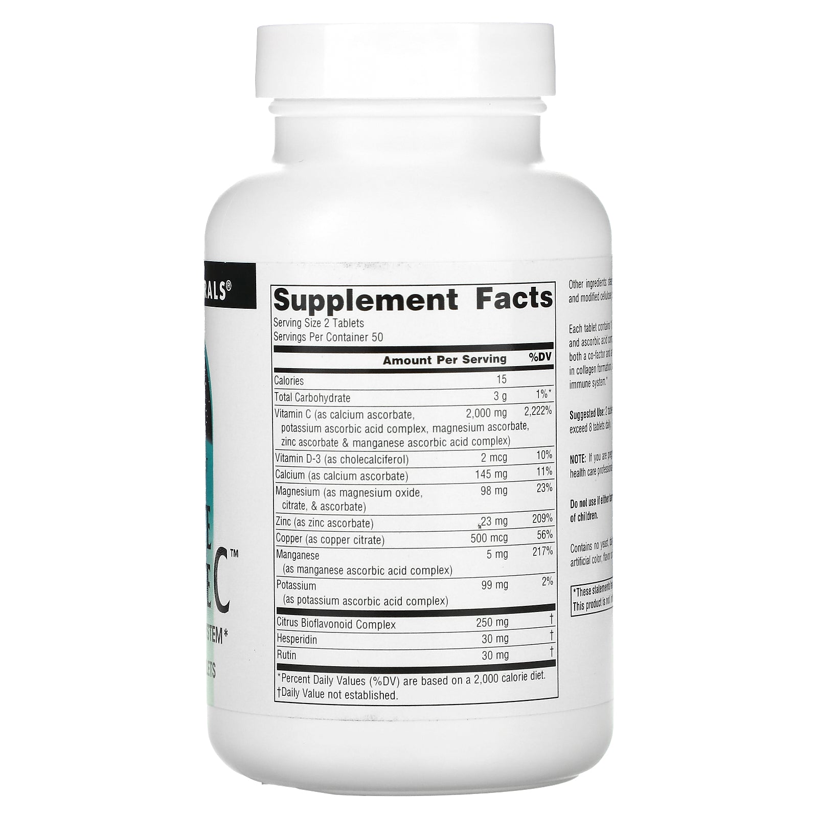 Foto 2 | Supplement Source Naturals Ultimate Ascorbate C, 1 G, 100 Comprimidos - Venta Internacional.